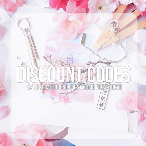 [ discount codes ] 6/13